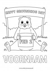 Gratis kleurplaat Bosdieren Marmot Groundhog Day (Dag van de Marmot)