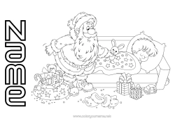 Free colouring Gifts Father Christmas Christmas