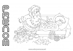 Coloriage gratuit Cadeaux Père Noël Noël