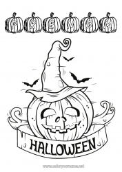 Coloriage gratuit Citrouille Halloween Inscription "halloween"