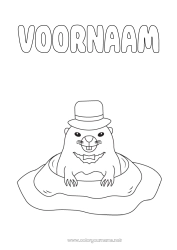 Gratis kleurplaat Dier Bosdieren Marmot Groundhog Day (Dag van de Marmot) Holen
