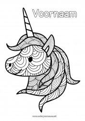 Gratis tekening Eenhoorn Zentangle Draken, eenhoorns en fantastische dieren