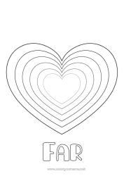 Farvelægningssiden for børn Hjerte Jeg elsker dig. Valentinsdag Stort hjerte Nem farvelægning