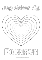 Farvelægningssiden tilpasning Hjerte Jeg elsker dig. Valentinsdag Stort hjerte Nem farvelægning