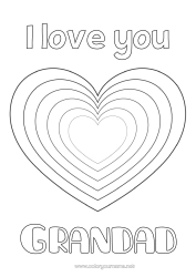 Free colouring Heart I love you. Valentine's Day Big heart Easy colouring pages