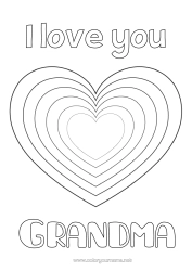 Free coloring Heart I love you Valentine's Day Big heart Easy coloring pages