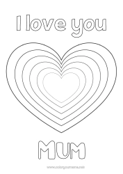 Free colouring Heart I love you. Valentine's Day Big heart Easy colouring pages