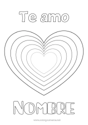 Colorear para personalizar Corazón Te amo Día de San Valentín Gran corazón Dibujos fáciles para colorear