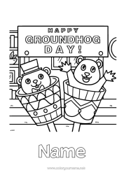 Colouring to customise Forest Animals Marmot Groundhog Day
