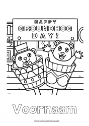 Gratis kleurplaat Bosdieren Marmot Groundhog Day (Dag van de Marmot)