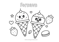 Gratis farvelægning Kawaii Frugter Slik, søde sager Is. Jordbær Makron