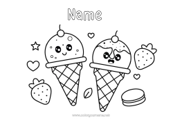 Free drawing Kawaii Fruits Treats Ice cream Strawberry Macaron