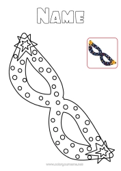 Free colouring Disguise Mask Mardi Gras Easy colouring pages Colouring with template