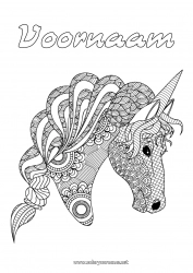 Gratis kleurplaat Eenhoorn Paard Complex Kleurplaten Zentangle Draken, eenhoorns en fantastische dieren Boerderijdieren