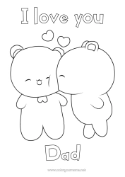 Free colouring Heart I love you. Teddy bear Easy colouring pages Forest animals Games and toys Soft toy Kiss