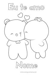 Página de desenho infantil Coração Eu te amo Filhote de urso Desenhos para colorir fáceis Animais da floresta Jogos e brinquedos Pelúcia