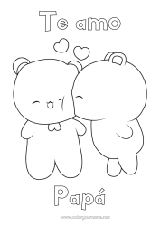 Colorear gratis Corazón Te amo Osito Dibujos fáciles para colorear Animales del bosque Juegos y juguetes Peluche Beso