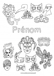 Coloriage gratuit Masque Carnaval Mardi gras Brésil