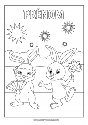 Coloriage à personnaliser Masque Lapin Animal Carnaval Mardi gras Animaux de la forêt