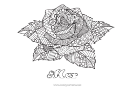 Gratis farvelægning Rose Komplekse farvelægninger Zentangle Sant Jordi eller Sankt Georg