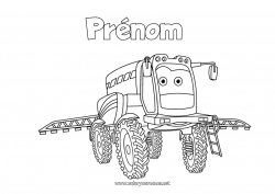Dessin gratuit Véhicules Véhicules de la ferme Ferme Métiers de la ferme Cartoon Véhicules personnages