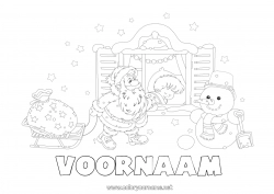 Gratis tekening Kerstman Sneeuwpop Slee Kerstmis Zak