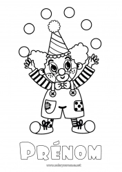 Coloriage à personnaliser Clown Cirque