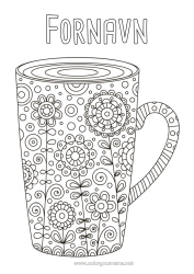 Gratis fargelegging Blomster Kopp Drikke Zentangle