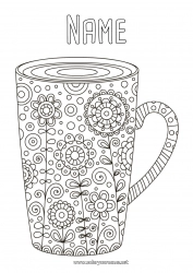 Free coloring Flowers Mug Drinks Zentangle