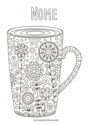 Desenho grátis Flores Caneca Bebida Zentangle