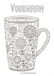 Gratis tekening Bloemen Mok Drankje Zentangle