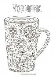 Kostenlose Zeichnung Blumen Tasse Getränk Zentangle