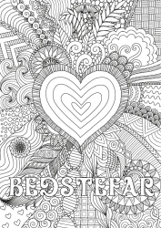Gratis farvelægning Hjerte God fest Jeg elsker dig. Stort hjerte Komplekse farvelægninger Zentangle