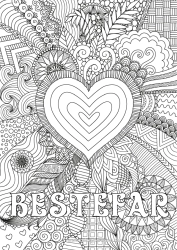 Gratis fargelegging Hjerte God fest! Jeg elsker deg. Stort hjerte Komplekse fargelegginger Zentangle