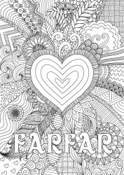 Gratis färgläggning Hjärta Grattis på födelsedagen Jag älskar dig. Stort hjärta Komplexa målarbilder Zentangle