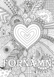 Gratis färgläggning Hjärta Grattis på födelsedagen Jag älskar dig. Stort hjärta Komplexa målarbilder Zentangle