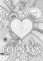 Gratis farvelægning Hjerte God fest Jeg elsker dig. Stort hjerte Komplekse farvelægninger Zentangle