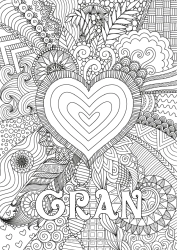 Free colouring Heart Happy birthday I love you. Big heart Complex colouring pages Zentangle
