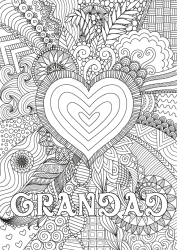 Free colouring Heart Happy birthday I love you. Big heart Complex colouring pages Zentangle