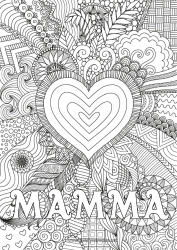 Pagina da colorare per bambini Cuore Buona festa Ti amo Grande cuore Colorazioni complesse Zentangle