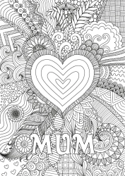 Free colouring Heart Happy birthday I love you. Big heart Complex colouring pages Zentangle