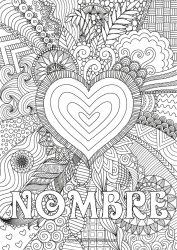 Colorear para personalizar Corazón Feliz día de fiesta Te amo Gran corazón Dibujos complejos para colorear Zentangle