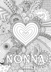 Pagina da colorare per bambini Cuore Buona festa Ti amo Grande cuore Colorazioni complesse Zentangle