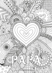 Pagina da colorare per bambini Cuore Buona festa Ti amo Grande cuore Colorazioni complesse Zentangle