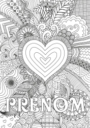 Coloriage à personnaliser Coeur Bonne fête Je t'aime Grand coeur Coloriages complexes Zentangle