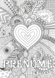 Pagină de colorat gratuită Inimă La mulți ani! Te iubesc. Inimă mare Desene de colorat complexe Zentangle