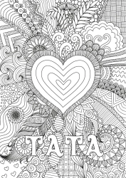 Kolorowanka za darmo Serce Wszystkiego najlepszego! Kocham cię. Wielkie serce Złożone kolorowanki Zentangle