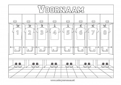 Gratis kleurplaat Voetbal Basketbal Teamsporten Handbal Kleedkamer