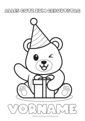 Kostenlose Zeichnung Bär Niedlich Geschenke Geburtstag Kawaii Fest Tier Teddybär Einfache Ausmalbilder Waldtiere