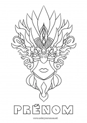 Coloriage gratuit Masque Carnaval Mardi gras Plume